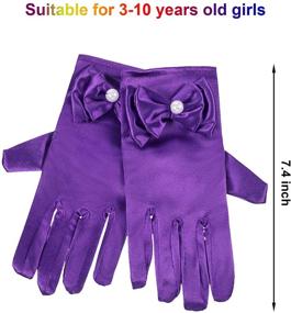 img 3 attached to Zhanmai 5 Pairs Girls Silky Satin Fancy Gloves: Wrist Length Princess Dress up Bows Formal Gloves for Age 3+, 5 Colors - Shop Now!