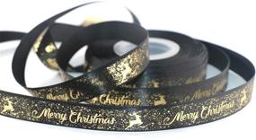 img 1 attached to 🎁 LOOGI Christmas Ribbon: 25 Yards of Satin, Wired, Glitter Ribbons in Wide Gold and Black Grosgrain for Xmas Gift Wrapping