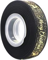 🎁 loogi christmas ribbon: 25 yards of satin, wired, glitter ribbons in wide gold and black grosgrain for xmas gift wrapping logo