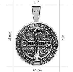 img 3 attached to 📿 925 Sterling Silver Saint Benedict Medal Pendant Necklace for Sacramental Protection with Venetian Link Chain and Black Velvet Pouch - Includes Polishing Cloth & Fine Jewelry Gift Box - Ideal for Exorcism & Spiritual Healing