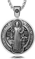 📿 925 sterling silver saint benedict medal pendant necklace for sacramental protection with venetian link chain and black velvet pouch - includes polishing cloth & fine jewelry gift box - ideal for exorcism & spiritual healing logo