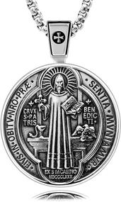 img 4 attached to 📿 925 Sterling Silver Saint Benedict Medal Pendant Necklace for Sacramental Protection with Venetian Link Chain and Black Velvet Pouch - Includes Polishing Cloth & Fine Jewelry Gift Box - Ideal for Exorcism & Spiritual Healing