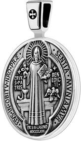 img 1 attached to 📿 925 Sterling Silver Saint Benedict Medal Pendant Necklace for Sacramental Protection with Venetian Link Chain and Black Velvet Pouch - Includes Polishing Cloth & Fine Jewelry Gift Box - Ideal for Exorcism & Spiritual Healing