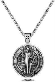 img 2 attached to 📿 925 Sterling Silver Saint Benedict Medal Pendant Necklace for Sacramental Protection with Venetian Link Chain and Black Velvet Pouch - Includes Polishing Cloth & Fine Jewelry Gift Box - Ideal for Exorcism & Spiritual Healing