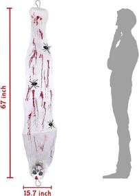 img 3 attached to 👻 Halloween Decorations - 67" Hanging Corpse Cocoon, Creepy Hanging Ghost Decor Spooky Mummy Props with Fake Spider & Blood for Haunted House Yard, Tree, Graveyard - Outdoor & Indoor