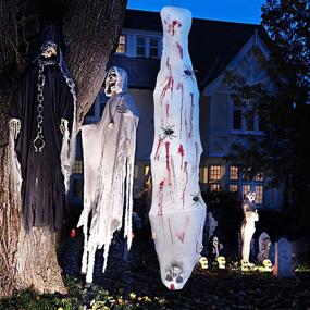 img 1 attached to 👻 Halloween Decorations - 67" Hanging Corpse Cocoon, Creepy Hanging Ghost Decor Spooky Mummy Props with Fake Spider & Blood for Haunted House Yard, Tree, Graveyard - Outdoor & Indoor