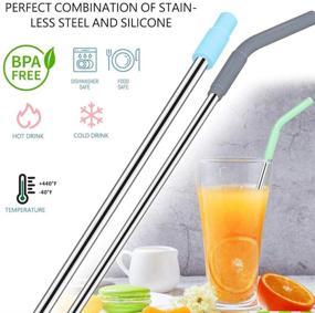 img 3 attached to 🥤 Sunseeke Metal Straws Reusable 304 Stainless Steel with Silicone Tip - Travel Set for Various Drinks: 20-30 oz Cups, Cleaning Brush, Travel Case - Standard, Width, Extra Long