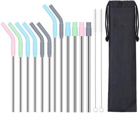 img 4 attached to 🥤 Sunseeke Metal Straws Reusable 304 Stainless Steel with Silicone Tip - Travel Set for Various Drinks: 20-30 oz Cups, Cleaning Brush, Travel Case - Standard, Width, Extra Long