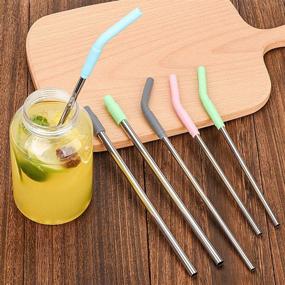 img 2 attached to 🥤 Sunseeke Metal Straws Reusable 304 Stainless Steel with Silicone Tip - Travel Set for Various Drinks: 20-30 oz Cups, Cleaning Brush, Travel Case - Standard, Width, Extra Long