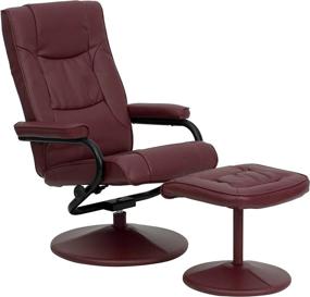 img 3 attached to 🪑 Contemporary Burgundy LeatherSoft Recliner and Ottoman Set by Flash Furniture with Wrapped Base