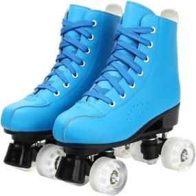 img 1 attached to 👟 High-top PU Leather Roller Skates for Men and Women - Beginner's Roller Skates with Double-Row PU Wheels, Ideal for Indoor and Outdoor Use - Includes Shoes Bag