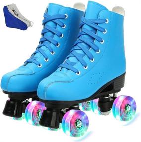 img 4 attached to 👟 High-top PU Leather Roller Skates for Men and Women - Beginner's Roller Skates with Double-Row PU Wheels, Ideal for Indoor and Outdoor Use - Includes Shoes Bag