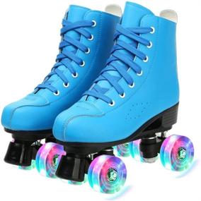 img 2 attached to 👟 High-top PU Leather Roller Skates for Men and Women - Beginner's Roller Skates with Double-Row PU Wheels, Ideal for Indoor and Outdoor Use - Includes Shoes Bag