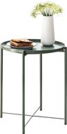 🌿 sufesa side table round metal green - stylish small round end table with removable tray for living room or bedroom logo