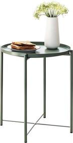 img 2 attached to 🌿 Sufesa Side Table Round Metal Green - Stylish Small Round End Table with Removable Tray for Living Room or Bedroom