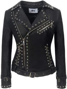 img 4 attached to SX Studded Asymmetric Snakeskin Perfect Women's Clothing and Coats, Jackets & Vests