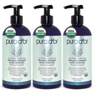 🌿 pura d'or organic aloe vera gel - lavender scent (3 pack of 16oz) usda certified: effective hydration for skin & hair - ideal for sunburn, bug bites, rashes, cuts, eczema relief (packaging may vary) logo