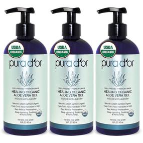 img 4 attached to 🌿 PURA D'OR Organic Aloe Vera Gel - Lavender Scent (3 Pack of 16oz) USDA Certified: Effective Hydration for Skin & Hair - Ideal for Sunburn, Bug Bites, Rashes, Cuts, Eczema Relief (Packaging may vary)