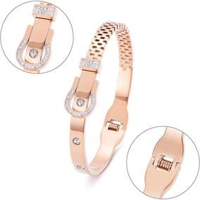 img 1 attached to 💫 Jertom 14K Gold Plated Cuff Bangle Bracelet for Women and Girls with Auto Spring Clasp Closure, Charm Link Wrist Bracelet