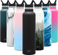 🥤 simple modern 24oz insulated water bottle with straw lid - midnight black: reusable stainless steel thermal flask логотип