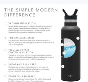 img 1 attached to 🥤 Simple Modern 24oz Insulated Water Bottle with Straw Lid - Midnight Black: Reusable Stainless Steel Thermal Flask