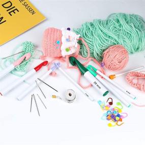 img 1 attached to 🧶 7 Sizes Crochet Hooks Set (7mm-20mm) + 9 Pcs Large-Eye Blunt Needles | Ergonomic Handle Crochet Hooks Needles for Arthritic Hands | Extra Long Crochet Needles