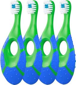 img 4 attached to 👶 Farber Baby Toddler Toothbrush, 0-2 Years - Blue/Green (4 pack): Gentle and Safe Oral Care for Your Little Ones