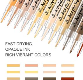 img 1 attached to 🎨 YOOHO Skin Tone Markers Set - 12 Skin Colors Paint Pens with Extra Fine Tip for Rock, Canvas, Ceramic, Wood & More - Acrylic Paint Marker