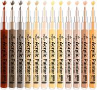 🎨 yooho skin tone markers set - 12 skin colors paint pens with extra fine tip for rock, canvas, ceramic, wood & more - acrylic paint marker logo