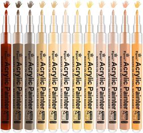 img 4 attached to 🎨 YOOHO Skin Tone Markers Set - 12 Skin Colors Paint Pens with Extra Fine Tip for Rock, Canvas, Ceramic, Wood & More - Acrylic Paint Marker