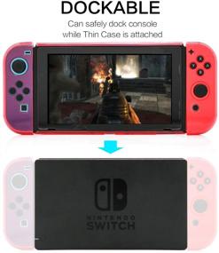 img 3 attached to Red Dockable Case for Nintendo Switch with Tempered Glass Screen Protector, 6 Joy Stick Covers - Fits Perfectly in the Dock Station