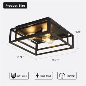 img 3 attached to ZGLAOJT Black Flush Mount Ceiling Light Fixture - Sleek 3-Light Industrial Metal Close to Ceiling Lights for Hallway, Bedroom, Kitchen, and Dining Room - Farmhouse Lighting at its Finest