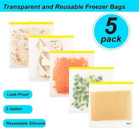 img 2 attached to 👜 Max K 2 Gallon Reusable Freezer Bags - Leak-proof & Extra Thick for Meat, Vegetables, Fruits, Oats, Toys, Snacks, Home Organization - Pack of 5