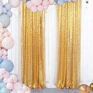 🎉 2 panels shiny gold sequin curtains - 2ftx8ft sequin photo backdrop - pack of 2 gold sequin backdrop curtains logo