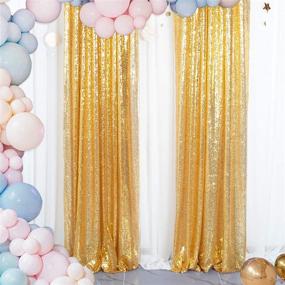 img 4 attached to 🎉 2 Panels Shiny Gold Sequin Curtains - 2FTx8FT Sequin Photo Backdrop - Pack of 2 Gold Sequin Backdrop Curtains