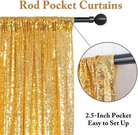 img 1 attached to 🎉 2 Panels Shiny Gold Sequin Curtains - 2FTx8FT Sequin Photo Backdrop - Pack of 2 Gold Sequin Backdrop Curtains