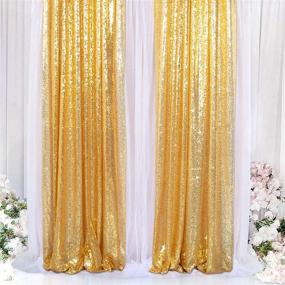 img 3 attached to 🎉 2 Panels Shiny Gold Sequin Curtains - 2FTx8FT Sequin Photo Backdrop - Pack of 2 Gold Sequin Backdrop Curtains