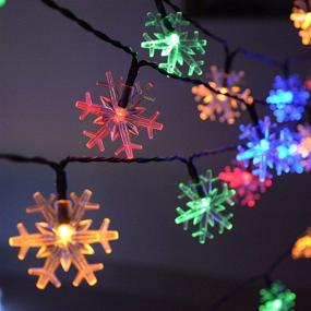 img 2 attached to 🎄 Outdoor Solar Christmas Snowflake Lights - 30.6FT 50 LED Waterproof Multicolor Christmas String Lights for Party, Wedding, Garden Décor