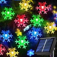 🎄 outdoor solar christmas snowflake lights - 30.6ft 50 led waterproof multicolor christmas string lights for party, wedding, garden décor logo