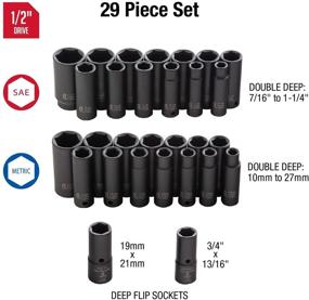 img 3 attached to Sunex 5153DD 29-Piece Double Deep Impact Socket Set: SAE/Metric, Cr-Mo Steel, Dual Size Markings, Heavy Duty Storage Case