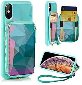 img 3 attached to 💼 ZVE Case Apple iPhone Xs iPhone X, 5.8 inch, Zipper Wallet Leather Shockproof Cover with Card Holder - Diamond Print Handbag Purse