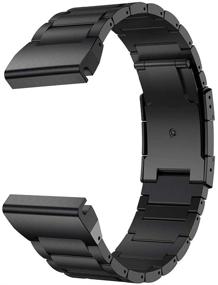 img 3 attached to 🌑 Black Titanium Metal Quick Release Easy Fit Watch Strap with Double Button Clasp for Garmin Fenix 6X/6X Pro/5X/5X Plus/3/3HR Smartwatch - LDFAS Fenix 6X/5X Plus Band