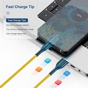 img 1 attached to 🔌 Высококачественный Micro USB кабель (3 штуки по 6 футов) для Samsung Galaxy S7 S6 S5 и Note 5 - Золотистый, Плетеный нейлоновый 6-футовый кабель зарядки для Android телефона.