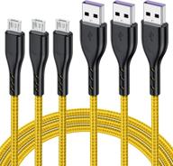 🔌 высококачественный micro usb кабель (3 штуки по 6 футов) для samsung galaxy s7 s6 s5 и note 5 - золотистый, плетеный нейлоновый 6-футовый кабель зарядки для android телефона. логотип