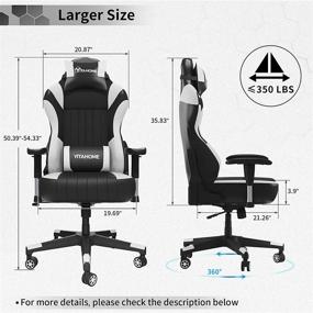 img 2 attached to 🎮 YITAHOME 400lb Capacity Gaming Chair with Headrest and Lumbar Support, Big and Tall, Heavy Duty High Back Office Chair, Ergonomic Swivel Recliner Desk Chair with Adjustable Armrests - White