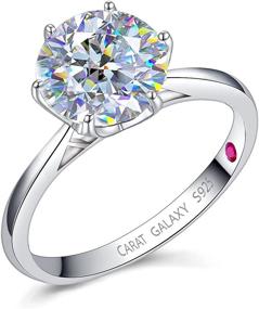 img 4 attached to 💍 Обручальное кольцо CARAT GALAXY из стерлингового серебра 925 пробы с кубическим цирконием, имитирующим круглый алмаз - идеальное обещание обручения, обручальное кольцо для женщин.