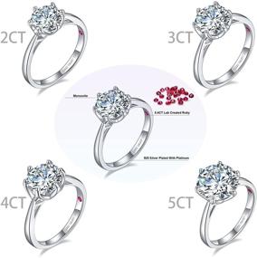 img 2 attached to 💍 Обручальное кольцо CARAT GALAXY из стерлингового серебра 925 пробы с кубическим цирконием, имитирующим круглый алмаз - идеальное обещание обручения, обручальное кольцо для женщин.