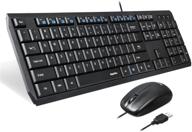 🖥️ eagletec km120 slim and quiet wired keyboard and mouse combo – full size 104 keys keyboard with ergonomic design and portable black mouse for windows pc logo