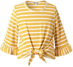 img 4 attached to 👚 Chic and Trendy Mirawise Striped Sleeve T Shirt: Girls' Clothing and Tops Showcase