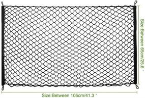 img 3 attached to Сетка SNBLO для грузового отсека внедорожника, пикапа или багажника - универсальная сетка для заднего автомобильного органайзера из эластичной нейлоновой сетки 41 x 25 дюймов, в комплекте бесплатные крючки.
